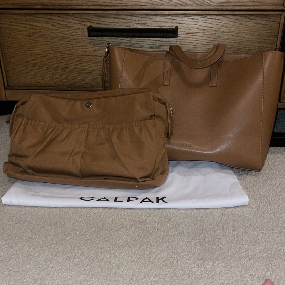 CALPAK Haven Laptop Tote Bag in Toffee